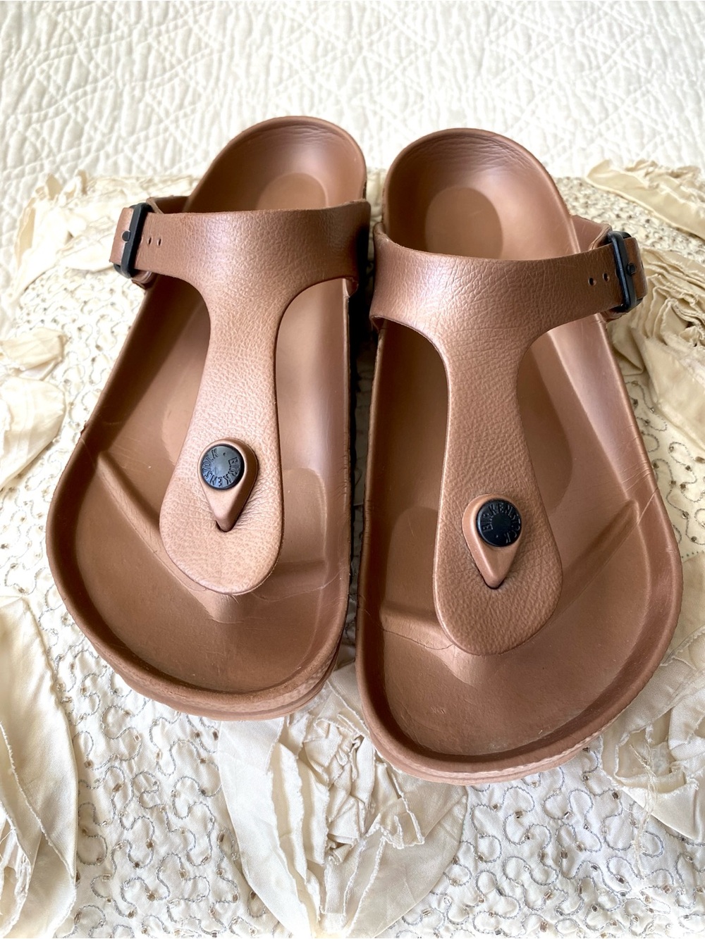 Birkenstock Gizeh EVA Sandals Bronze Gold Metallic Vibe Thong Sandal EU38 - Picture 16 of 16